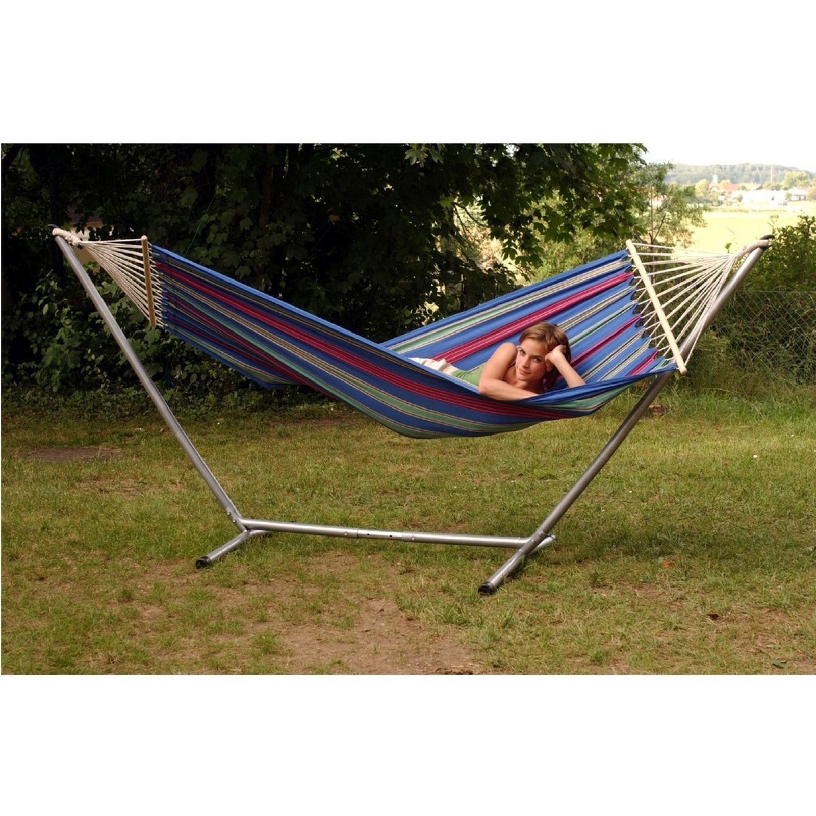 Hamac à Barre Simple En Coton Rose - Confortable Et Élégant Pour Détente Au Jardin