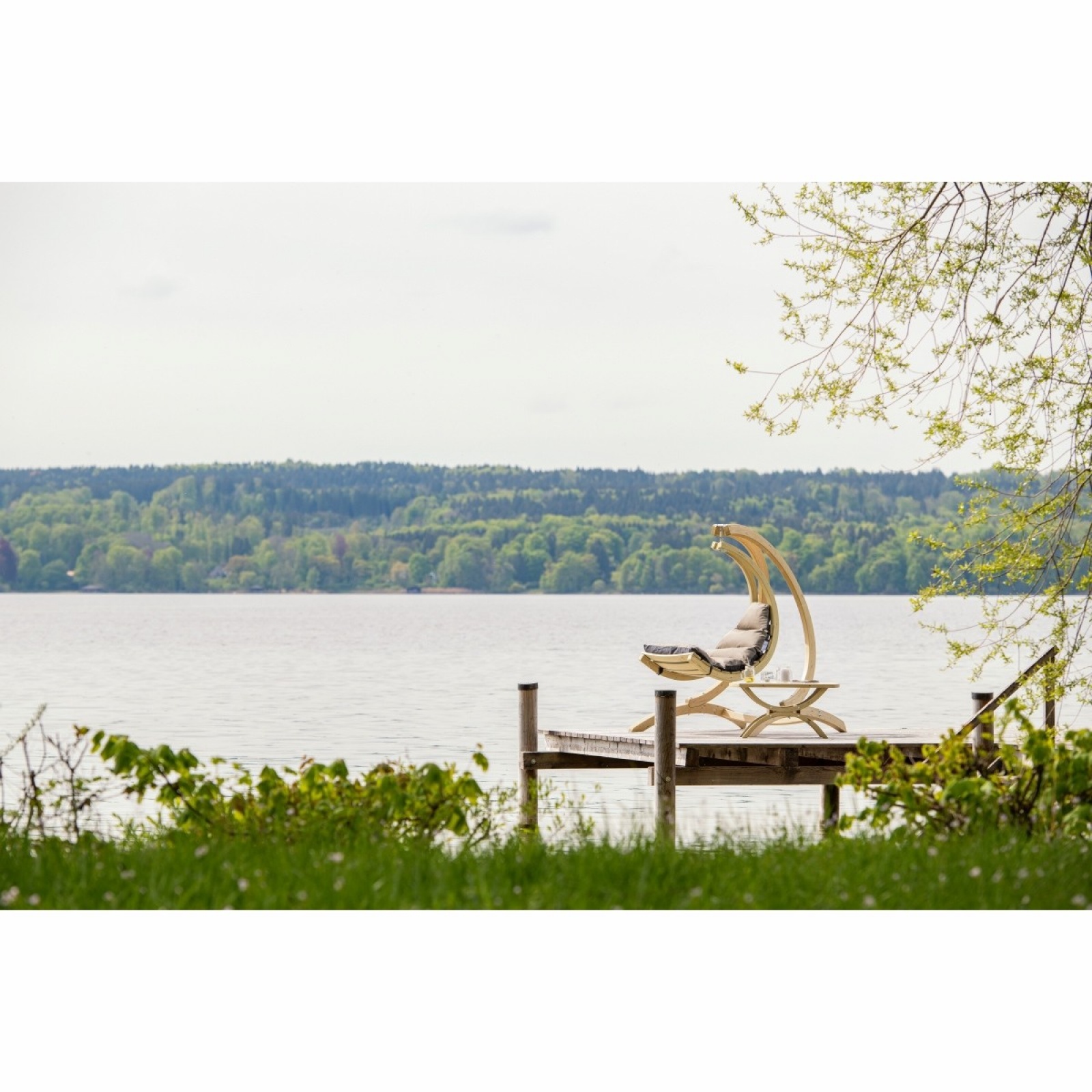 AMAZONAS- Fauteuil Suspendu Swing Chair Crême avec support Globo