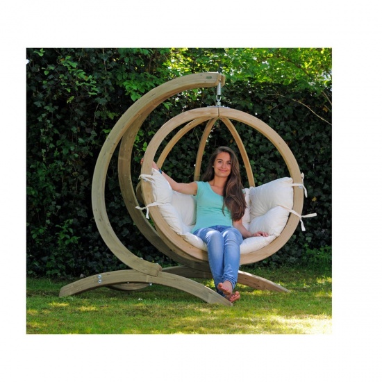 AMAZONAS - Fauteuil Suspendu GLOBO CHAIR natura Weatherproof avec Support bois