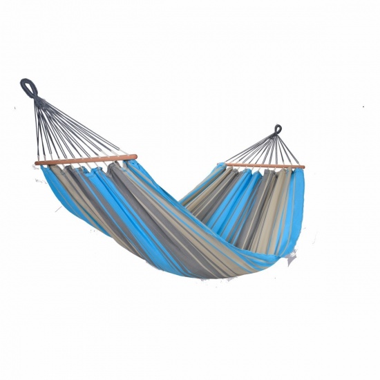 JOBEK - GRAPHIK Hamac  barre bois Solo Rayures Turquoise Anthracite