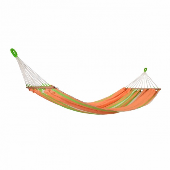 JOBEK - GRAPHIK Hamac  barre bois Solo Rayures Vert Orange Ecru