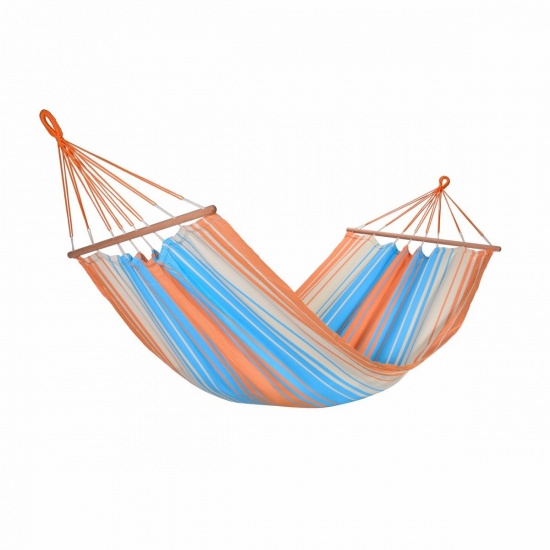 JOBEK - KOLOR Hamac  barre bois Solo Rayures Orange Bleu