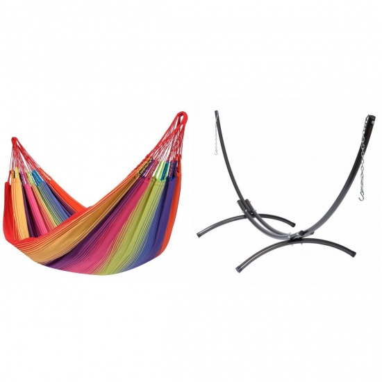 TROPILEX - Hamac Familial Colombien Refresh  Rainbow 400 x 180 + Support Arc pour hamac Fa