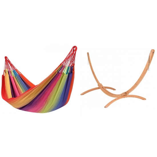 TROPILEX - Hamac Familial Colombien Refresh  Rainbow 400 x 180 + Support Larch pour Hamac