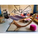 JOBEK - SEKOIA Rekto Verso Hamac Orange Bleu 100 % Coton + support Bois ARC 320
