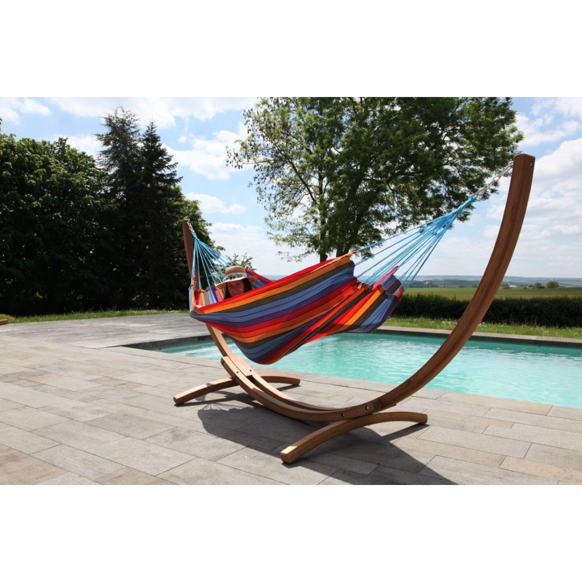 JOBEK - Set eKlipse Hamac Kocon Multicolore + Support Bois ARC 350