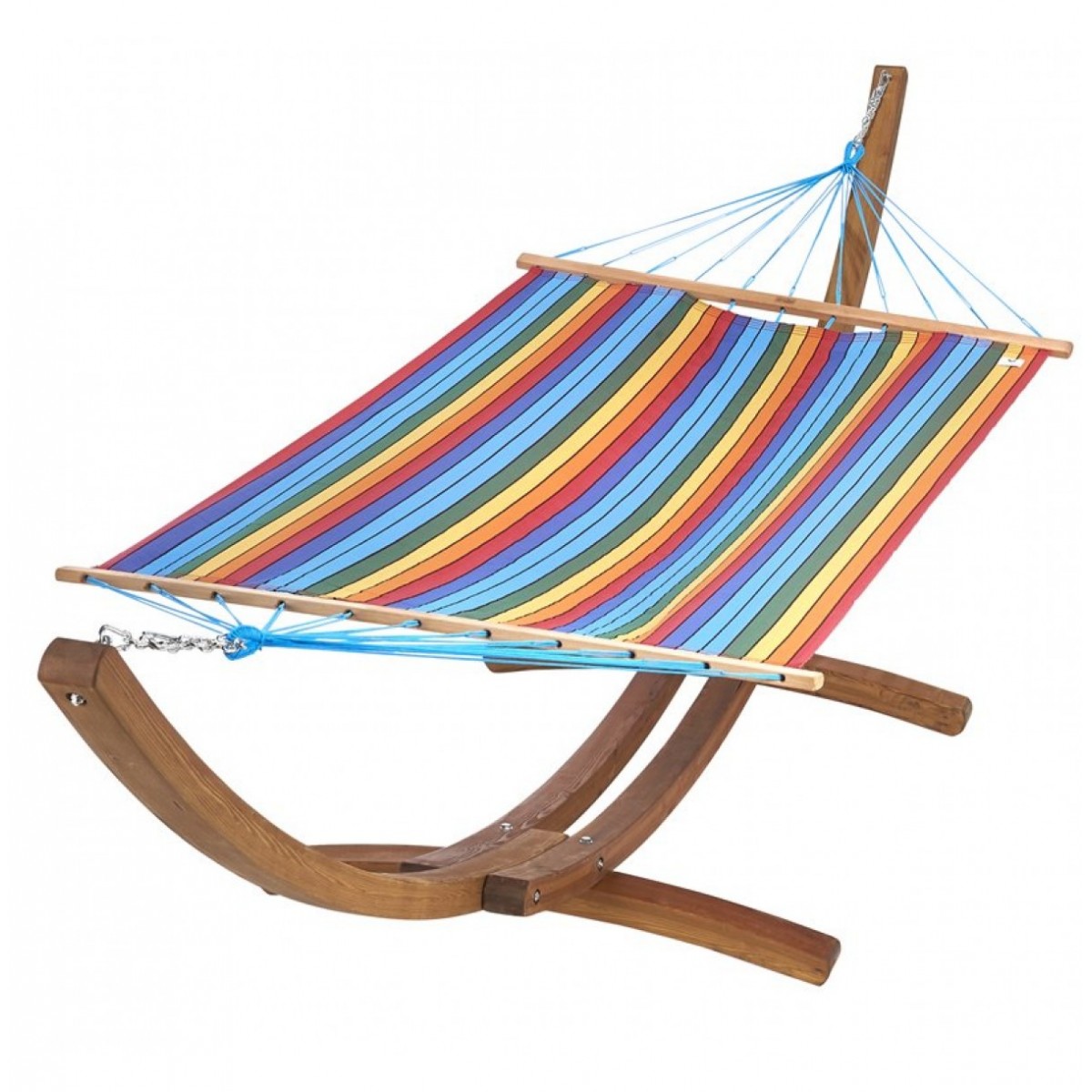 JOBEK - Set King Hamac Barre Kouple Multicolore + Support Bois ARC 400